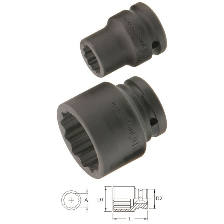 Genius Tools 655245 3/4"-os 12 lapú gépi dugókulcs fej, 45 mm termék fő termékképe