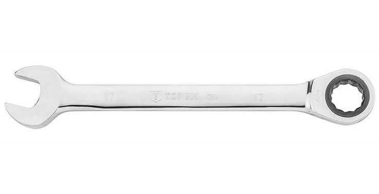 Topex 35D745 racsnis csillag-villáskulcs, CrV acél, 48-fogú, 17 mm termék fő termékképe