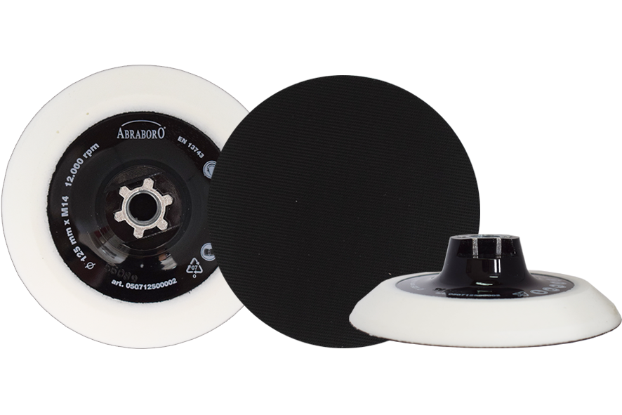 Abraboro 125 x M14 puha, szivacsos, tépőzáras gumitányér termék fő termékképe