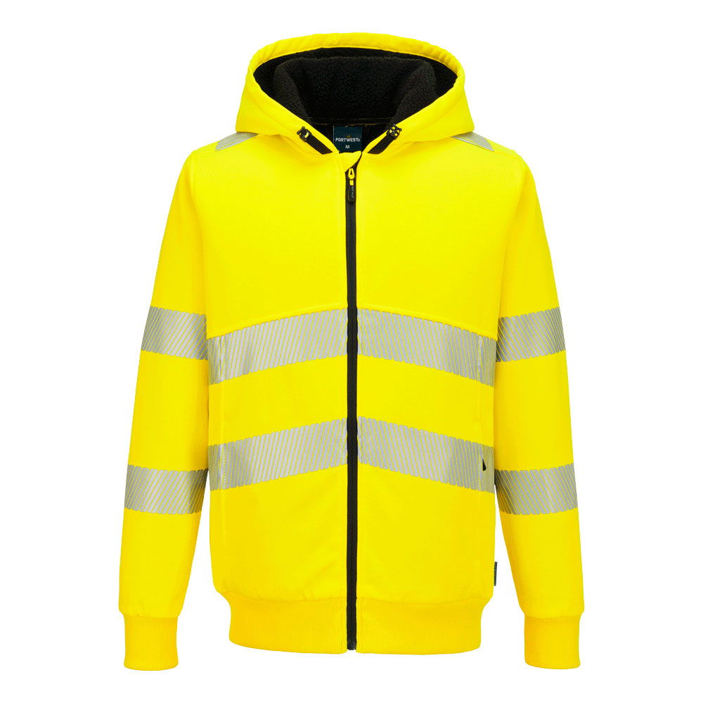 Portwest PW321 - PW3 Hi-Vis zippzáras téli kapucnis pulóver, sárga termék fő termékképe